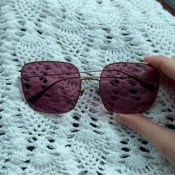 Christian Dior pink/purple translucent square sunglasses. Metal frame - Picture 6 of 8